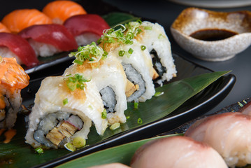 Sushi Japanese food in Resturant,delicious fresh raw fish