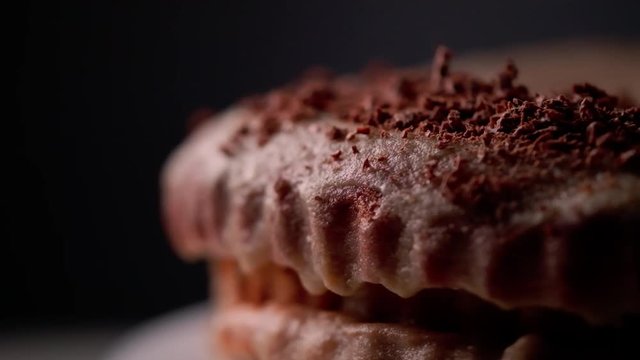 Topping for cake made of grated chocolate