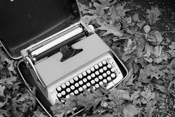 Old typewriter outside