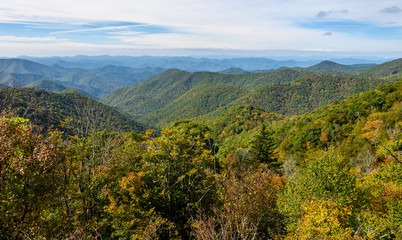 Obraz premium Autumn in the Appalachian Mountains Viewed Along the Blue Ridge Parkway