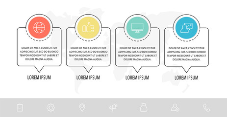 Vector template circle infographics. Business concept with 4 options, arrows and parts. Four steps for content, flowchart, timeline, levels