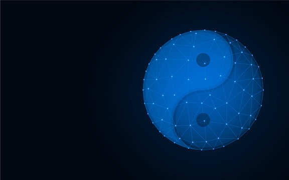 Yin Yang symbol polygonal vector illustration