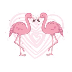 Love Flamingo Postcard Vector illustration