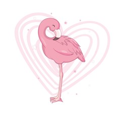 Love Flamingo Postcard Vector illustration