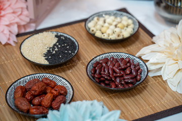 Multi kind of Beans on wooden mat