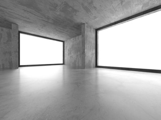 Dark concrete empty room. Modern architecture design