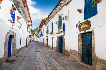 Historic Colonial Buildings in ancient streets of Cusco, , Peru