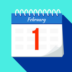 Calendar icon. Calendar Date - February. Planning. Time management.