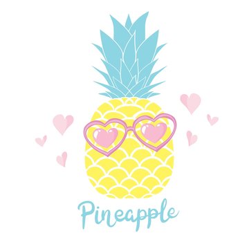 Pineapple in Glasses. Summer Concept Background Vector Illustration EPS10