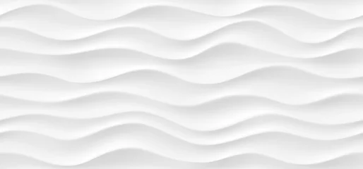 Wallpaper murals Black and white geometric modern White abstract wavy texture. Seamless modern pattern with waves.