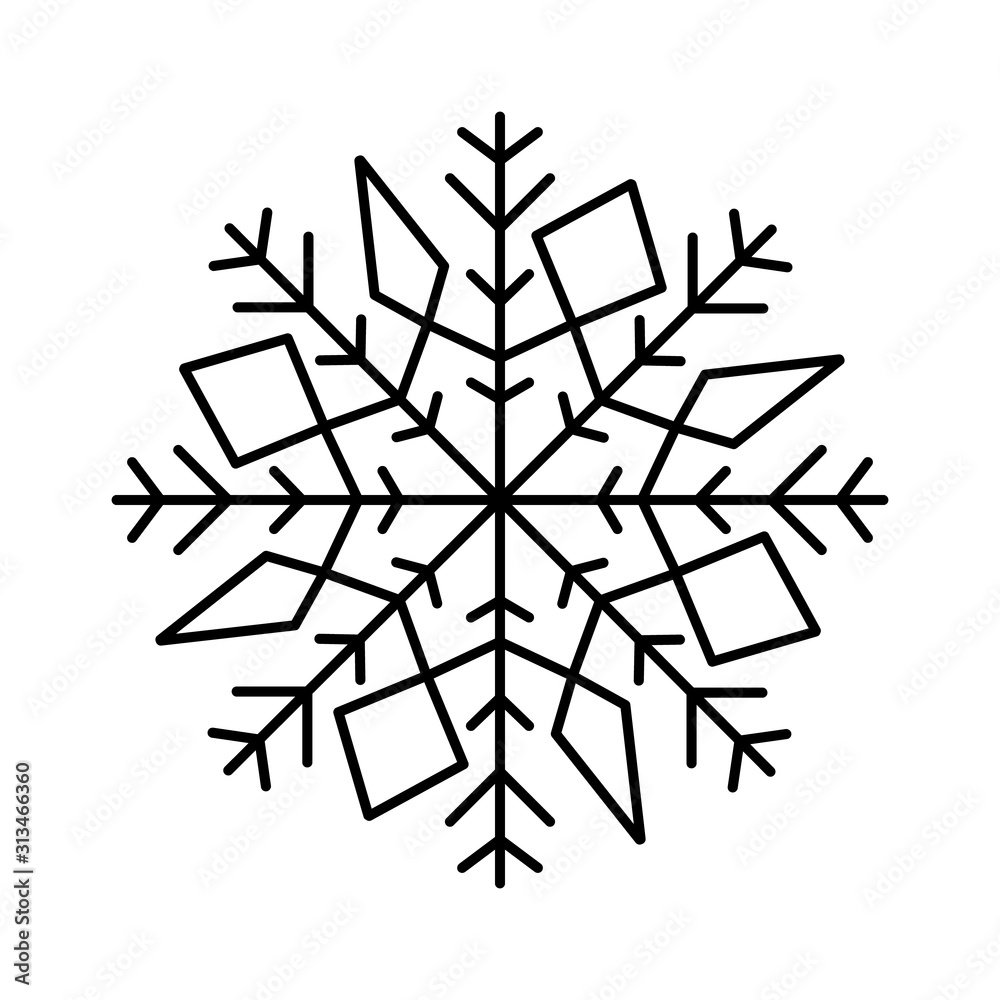 Poster snowflake icon. simple line, outline vector flake of snow icons for ui and ux, website or mobile app