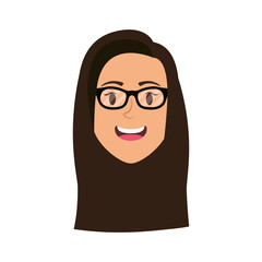 cute young woman head with eyeglasses character