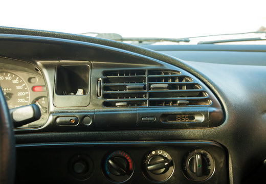 Interior Dashboard Of Old 90s Car