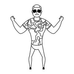 young man with military clothes character