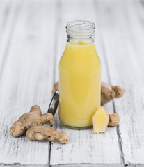 Portion of Ginger Juice as detailed close-up shot; selective focus