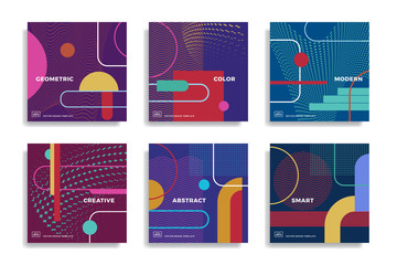 Set of trendy abstract design template with colourful geometric shapes. Applicable for covers, posters, brochures, flyers, presentations, banners.