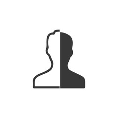 User icon, pictogram icon on white background. Simple flat metro design style. half shade cut icon. Flat design style. Vector illustration