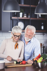 Senior couple in kitchen