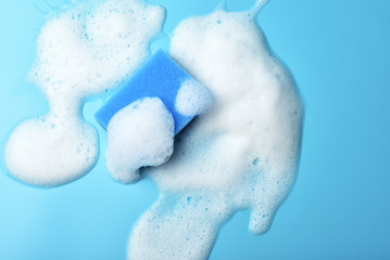 Sponge for washing dishes on the desk