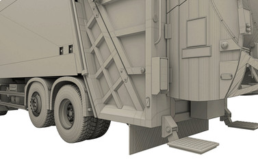 Garbage truck drawing, 3d rendering, 3d illustration