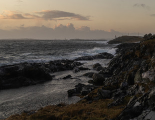 Waves hitting shores from winter storm