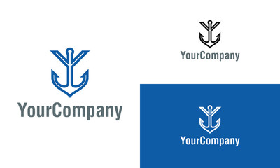 Creative anchor logo icon design template elements. Vector logo template for company.