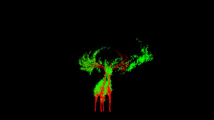 Growing Tree in a shape of a elk. Eco Concept. 3D rendering.