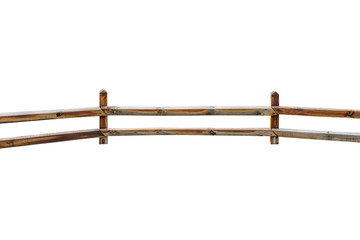 Obraz premium Wooden fence from square logs isolated on white background