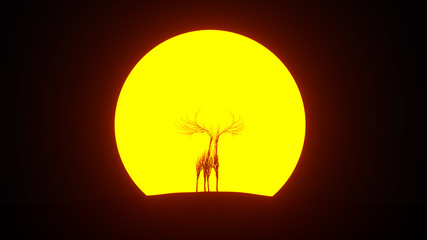 Fototapeta na wymiar Silhouette of growing tree in a shape of a elk. Eco Concept. 3D rendering.