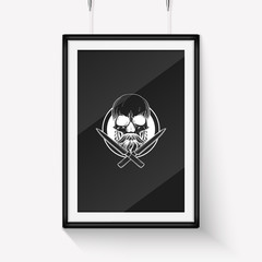 Hand drawn sketch skull with cooks hat