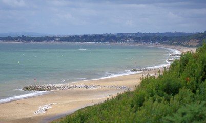 Summer beach scene in Christchurch in south coast of England
