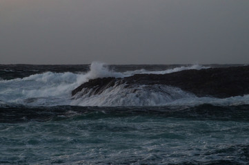 Waves hitting shores after winter storm
