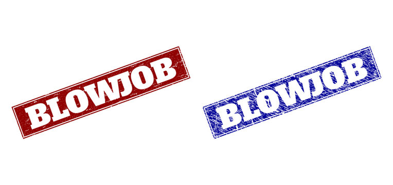 BLOWJOB Blue and Red Rectangle Seals with Unclean Surfaces