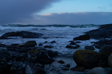 Waves hitting shores after winter storm