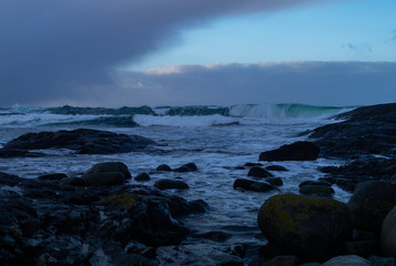 Fototapeta na wymiar Waves hitting shores after winter storm