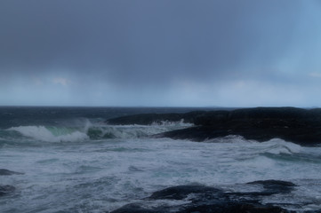 Waves hitting shores after winter storm