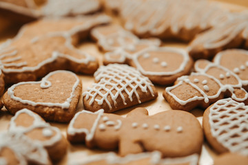 Fototapeta na wymiar Christmas homemade gingerbread cookies. Christmas bakery.
