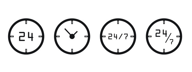 Set of Clocks isolated on white background. Vector illustration