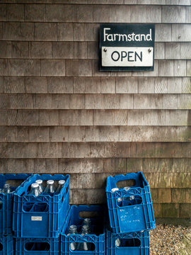 Farmstand Open Sign With Milk Crates