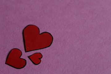 red hearts on pink or fuchsia background