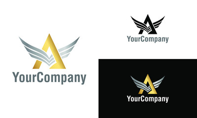 Creative letter A and wings logo icon design template elements. Vector logo template for company.