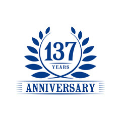 Fototapeta premium 137 years logo design template. One hundred thirty seventh anniversary vector and illustration.