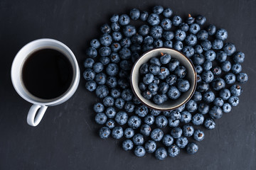 Blueberry antioxidant organic superfood in ceramic bowl concept for healthy eating and nutrition