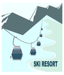 Ski resort with snow-capped mountain peaks and ski lift