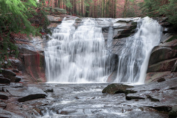 Mumlava waterfall great place, water flows over a vertical drop