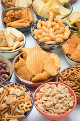 Salty snacks served as party food