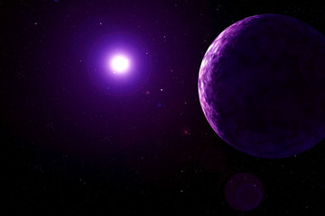 Fototapeta na wymiar Purple exoplanet in deep space. Elements of this image furnished by NASA