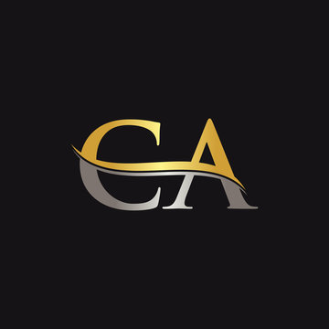 Initial Gold And Silver letter CA Logo Design with black Background. CA Logo Design.