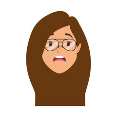 cute young woman head with eyeglasses character