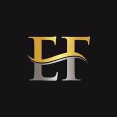 Initial EF Letter Linked Logo Business Vector Template. Gold And Silver letter EF Logo Design